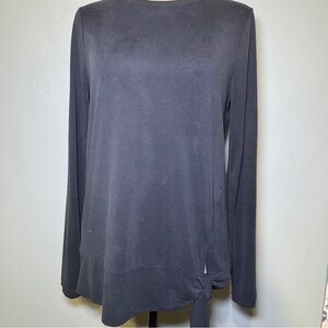 Banana Republic Long Sleeve Tie-Front Sandwash Top Shirt Tunic Black Charcoal Sm